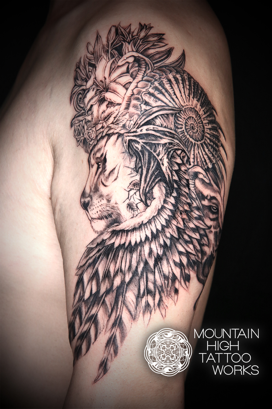 ライオンと山羊のタトゥー 札幌のタトゥースタジオ Mountain High Tattoo Works作品集